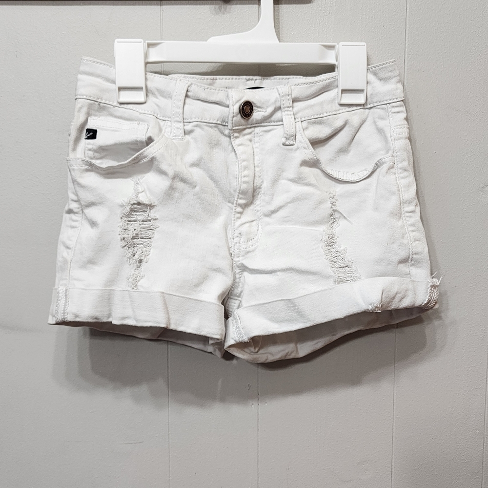 Kancan Shorts Size 1 Waist 24 White Distressed Denim Casual C343